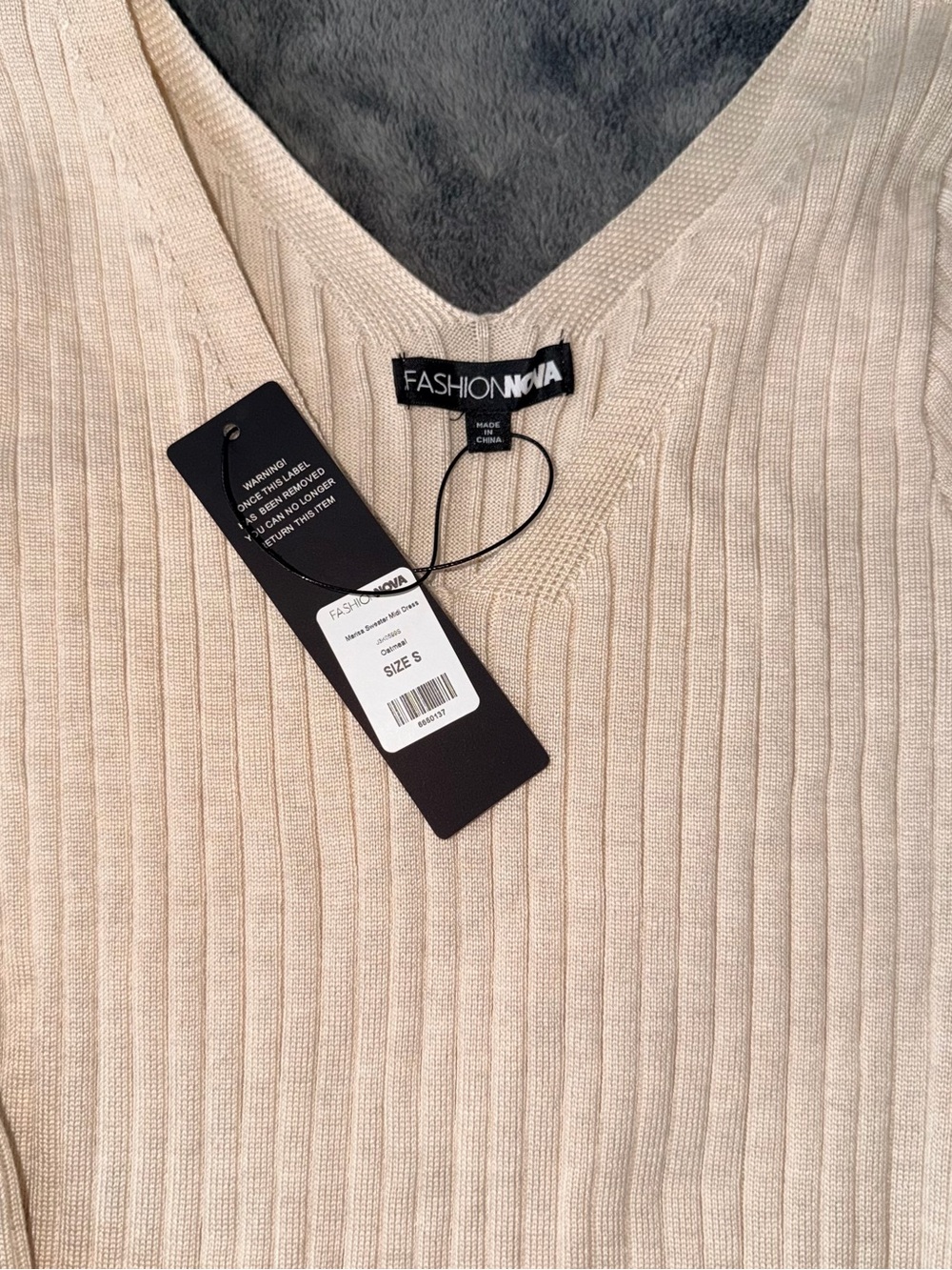 Fashion Nova Marisa Sweater Midi Dress - Oatmeal - Picture 3 of 4